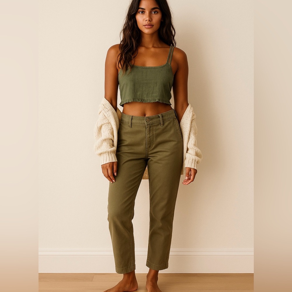 Tommy Hilfiger Women’s Khaki Cropped Chino Pants | Size 4 26” Inseam